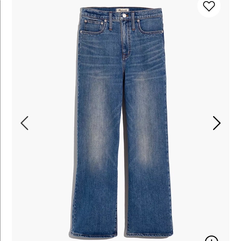 Madewell Slim Wide Leg Jeans Stud Edition - Picture 2 of 6